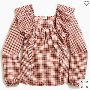 J. Crew Factory flannel squareneck ruffle top - NWT